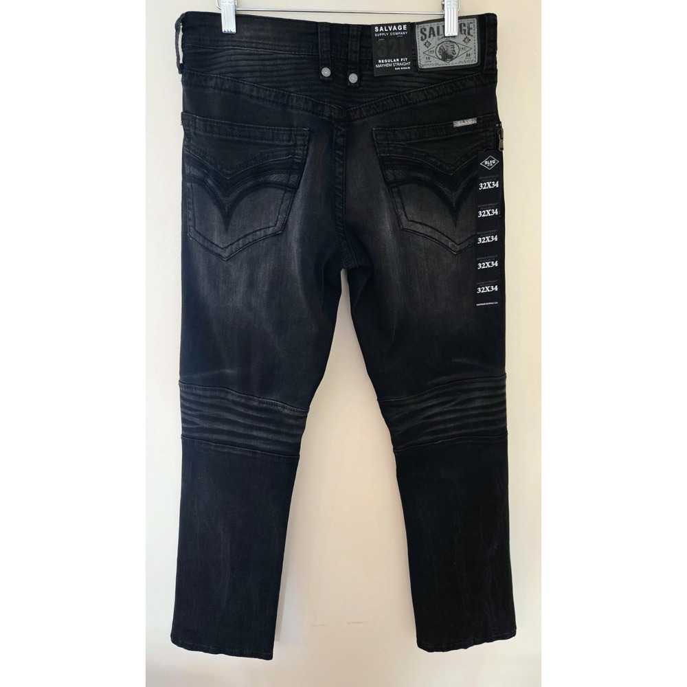 Salvage Supply Co. Jeans Black 32x34 Regular Fit Mayhem Straight READ (Smoke)NWT - Picture 9 of 15